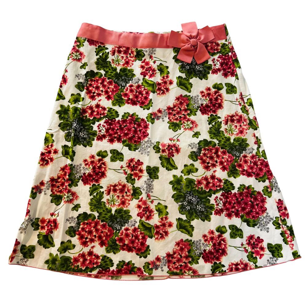 Speechless White Pink Preppy Floral Skirt With Bow Cotton Cottagecore Vintage 7